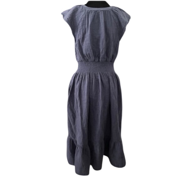 100% cotton Dark Blue Old Navy Smocked Waist Tiered Dress Size M - Picture 2 of 5